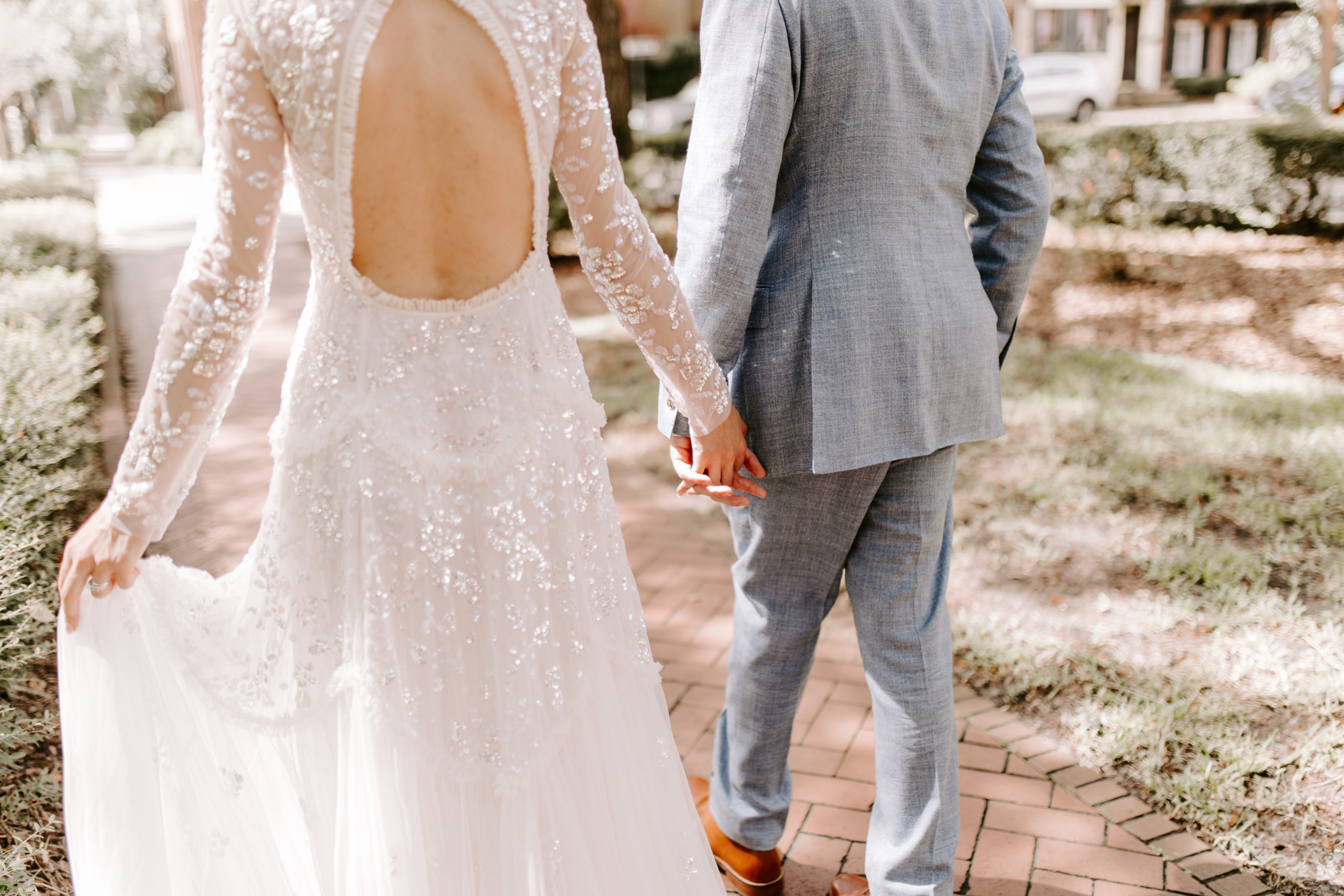 A private, midday late summer elopement for two on Troup Square in Savannah, filled with love and intimacy and sweet Southern charm by Kara McCurdy Photography