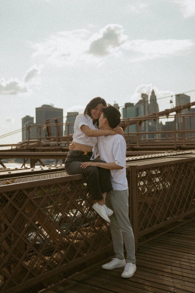Young Summer Love at Brooklyn Bridge, West Village, Pizza, MTA Subway, and Central Park on 35mm Film Engagement Session by Kara Mccurdy Photography