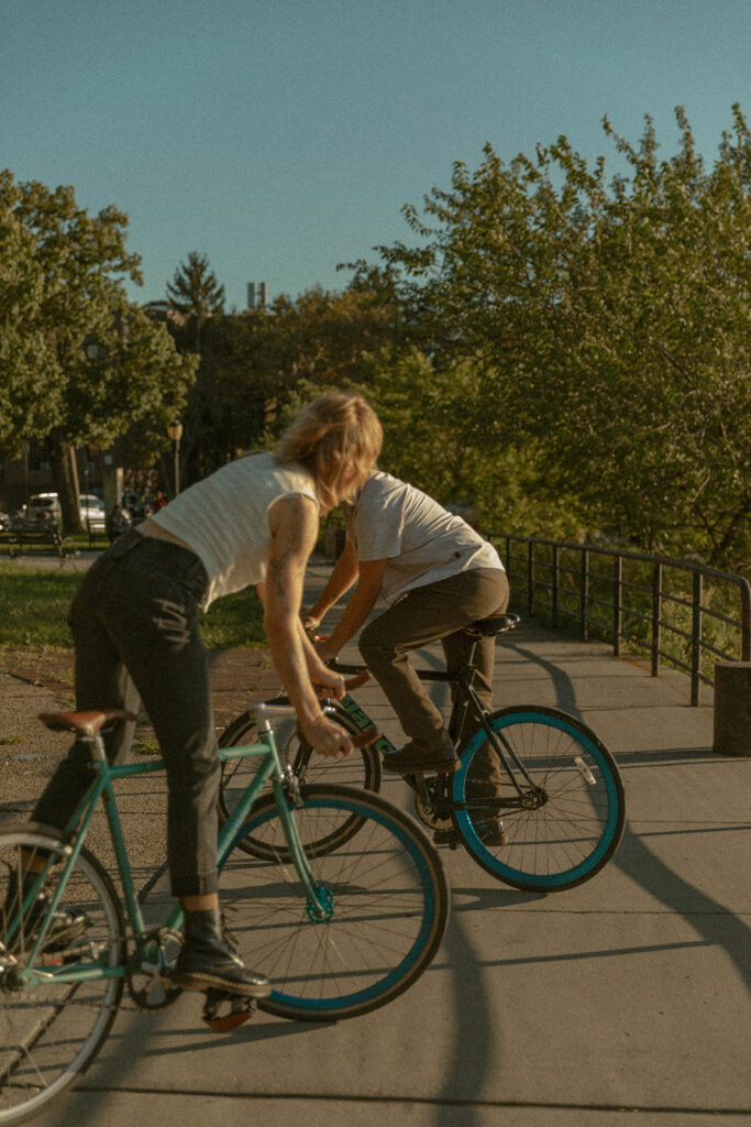 Unconventional Bike Engagement Photos in Astoria, New York by Kara McCurdy Photography 
