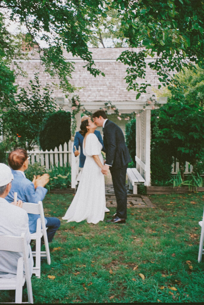 Summer Backyard BBQ Casual Wedding in Queens New York on Film by Kara McCurdy Photography