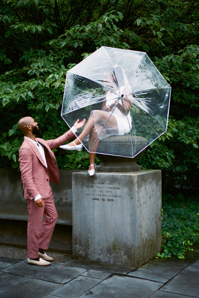 rainy elopement in new york city